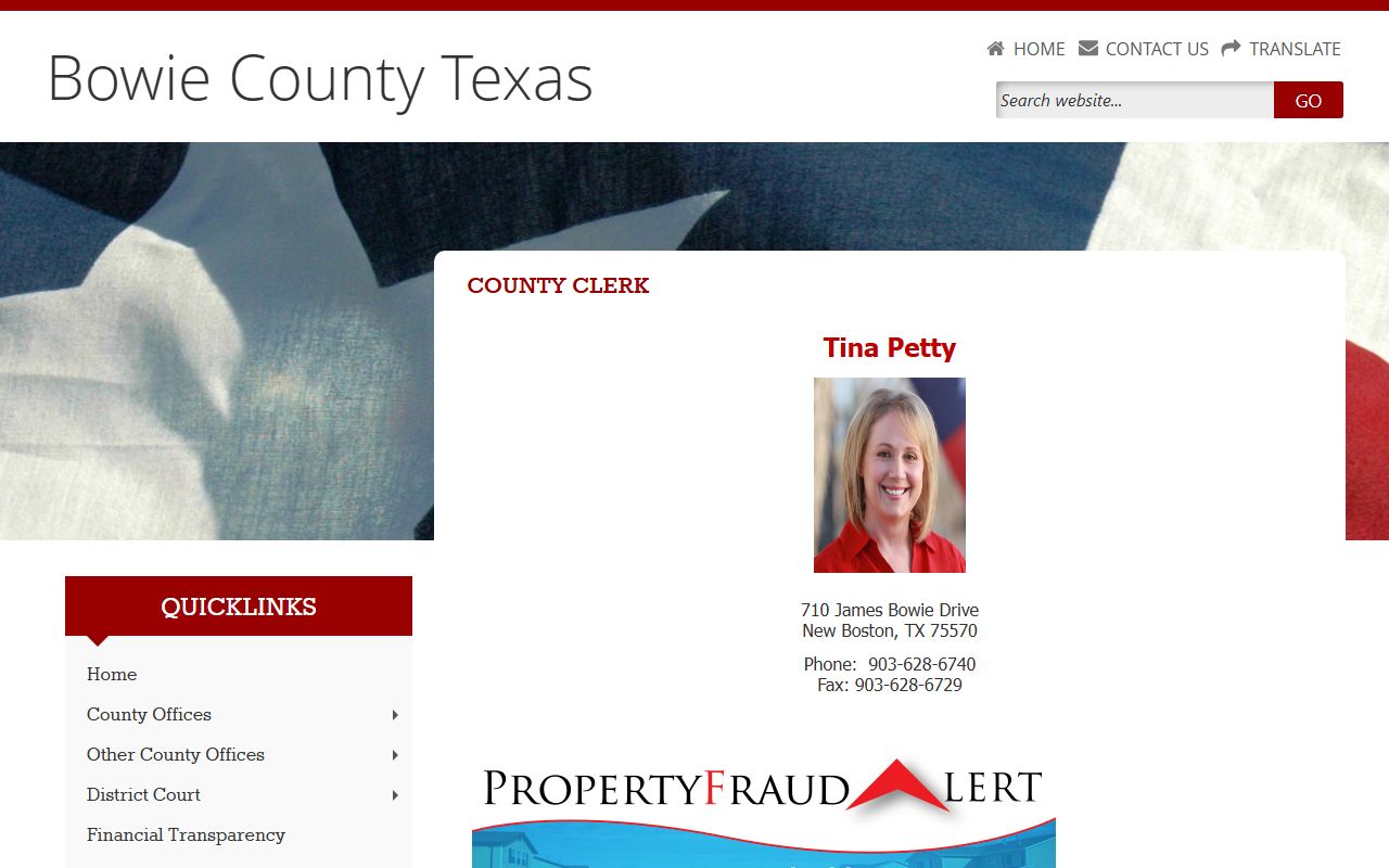 Bowie County Clerk official page for birth records in Boston and Texarkana Texas