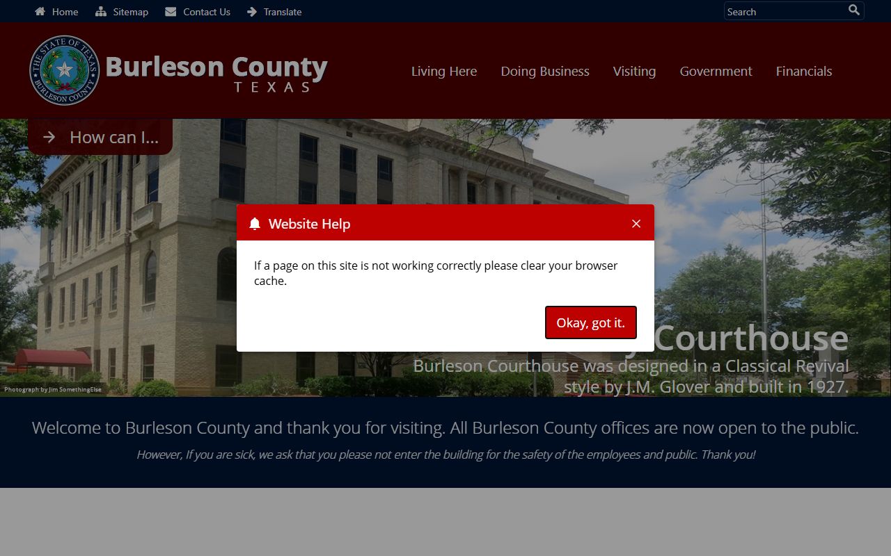 Burleson County Clerk Website - Birth Records
