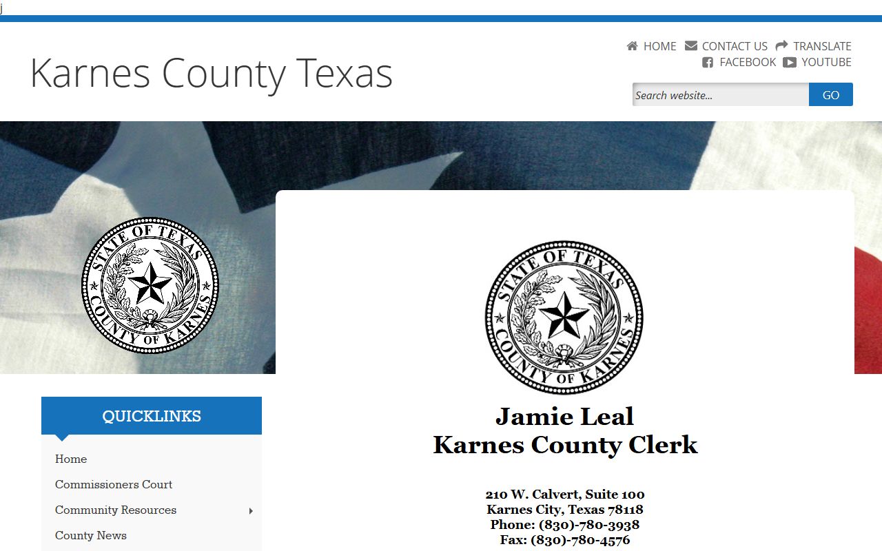 Official Karnes County Clerk website for birth records and vital documents