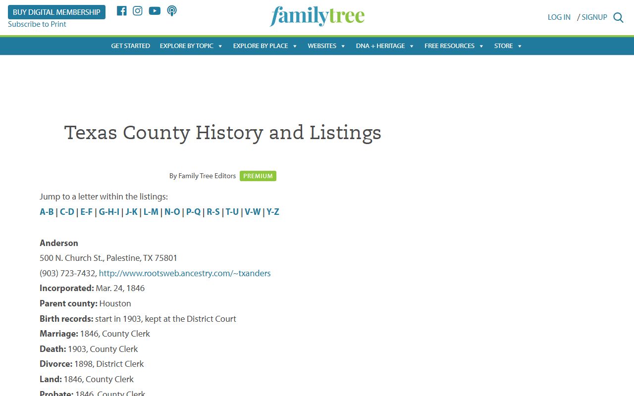 VitalRec.com Texas Counties guide for Randall County birth records