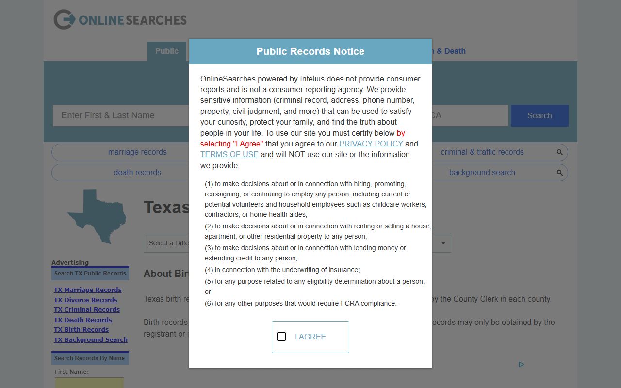 Public records online search resource for Red River County birth certificates