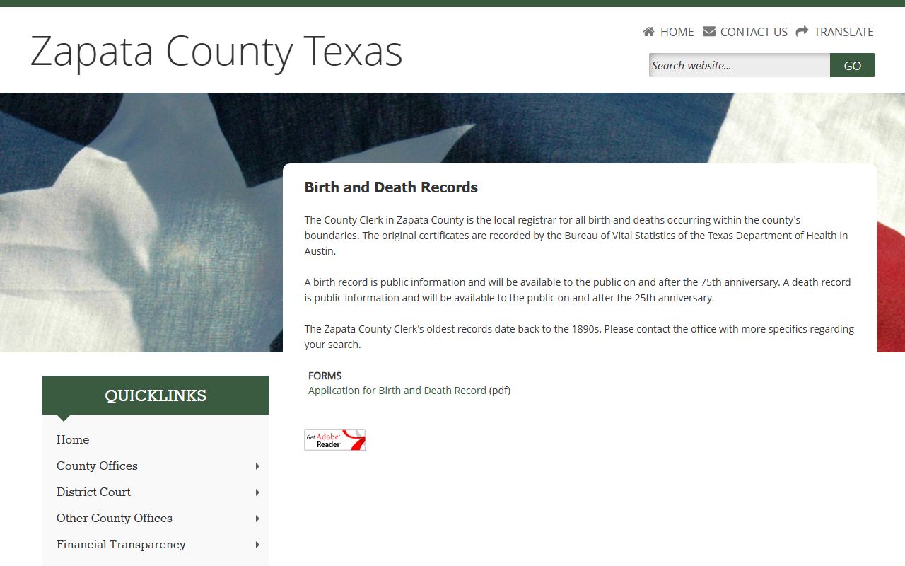 Zapata County Texas birth records county clerk vital statistics